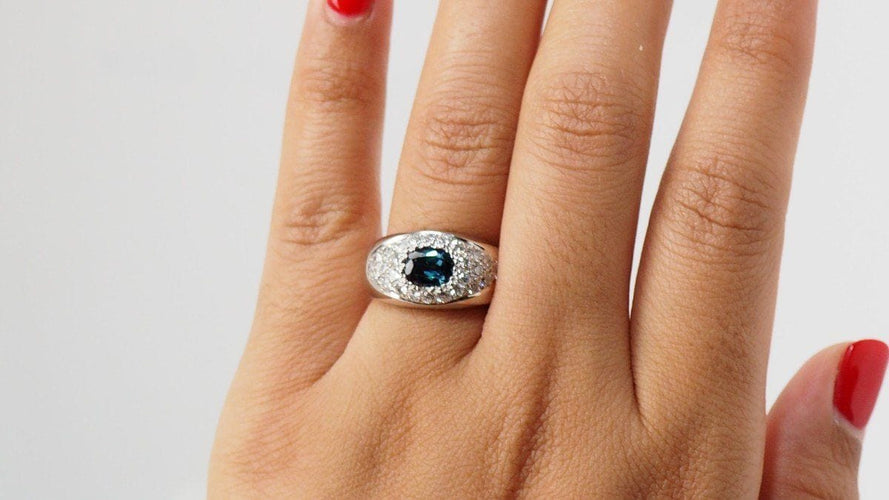 Bague 56 Bague Bandeau En Or Blanc, Saphir Et Diamants 58 Facettes 31468