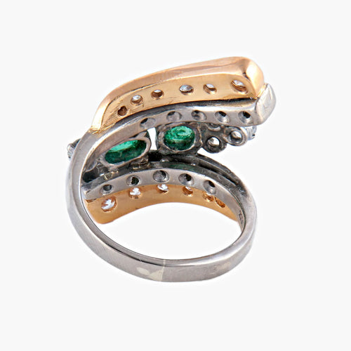 Bague 51 / Or Rose / Diamants BAGUE "JOSEPHINE" DIAMANTS & EMERAUDES 58 Facettes BO/150045