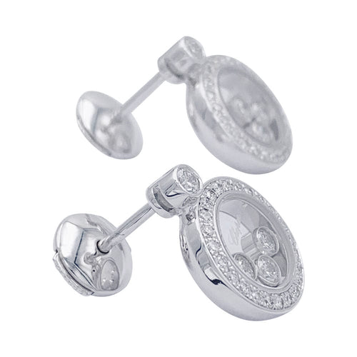 Boucles d'oreilles Boucles d'oreilles Chopard, "Happy Diamonds" en or blanc, diamants. 58 Facettes 32316