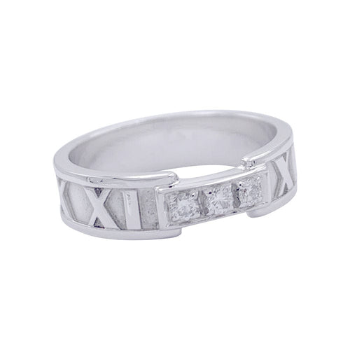 Bague 56 Bague Tiffany & Co., "Atlas", or blanc, diamants. 58 Facettes 32339
