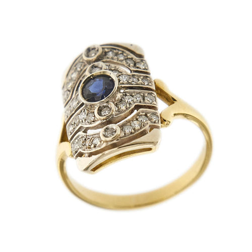 Bague 56 Bague rectangulaire Saphir Diamants 58 Facettes 29610