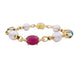 Bulgari bracelet in yellow gold, pearls, colored stones. 58 Facettes 33083
