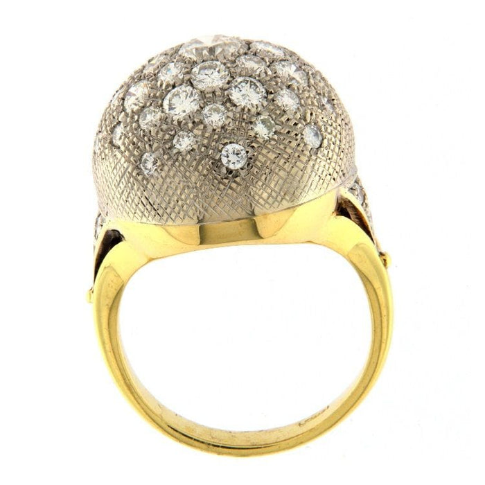 Bague 52 Bague dôme or jaune et blanc diamants 58 Facettes G3169