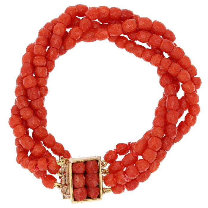 Bracelet Bracelet ancien perles de corail facettées 58 Facettes 20-534