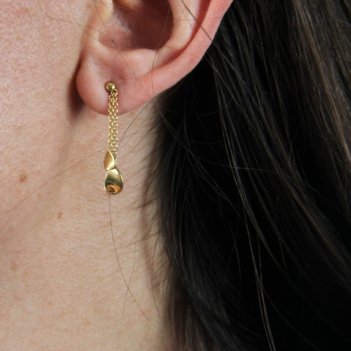 Boucles d'oreilles Boucles d'oreilles pendantes pétales d'or 58 Facettes 19-071