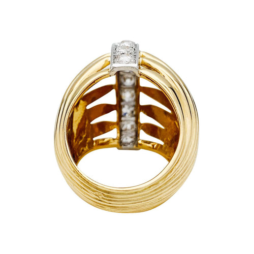 Bague 52 Bague dôme deux ors et diamants. 58 Facettes 30710