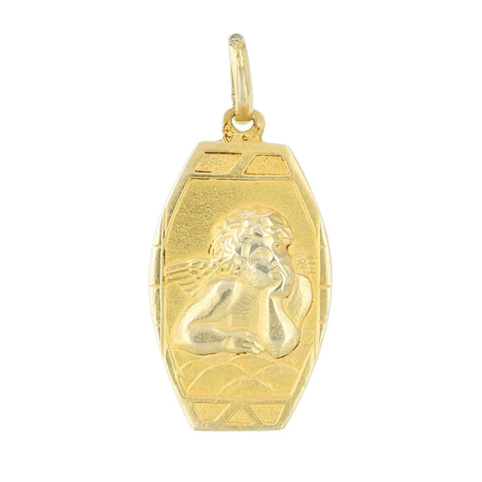 Pendentif Médaille angelot or jaune art déco 58 Facettes 19-488