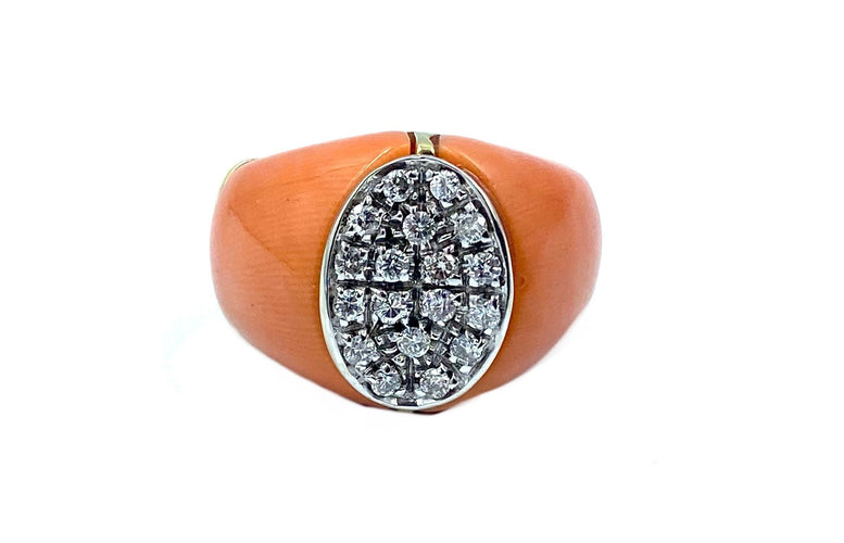 Bague Bague 1970 or et corail 58 Facettes