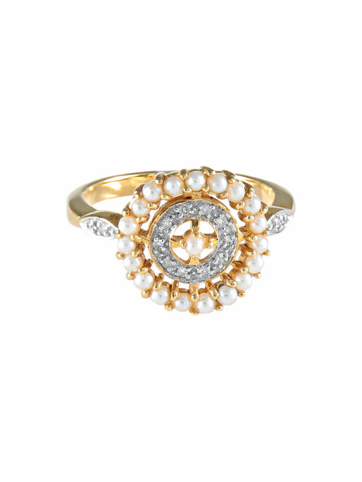 Ring 52 Round Pearl Diamond Ring 58 Facettes