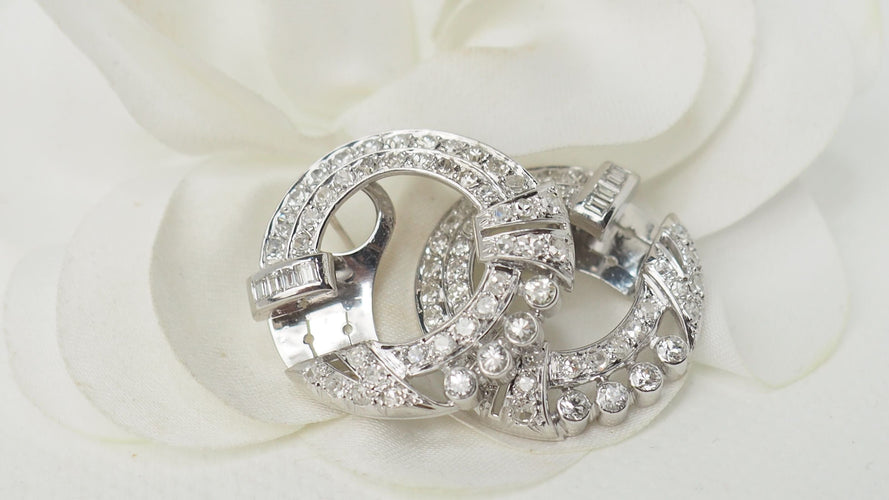 Boucles d'oreilles Boucles d'oreilles or blanc et diamants 58 Facettes 32307 O