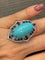 Bague 54 Importante bague Turquoise Diamants Saphirs 58 Facettes