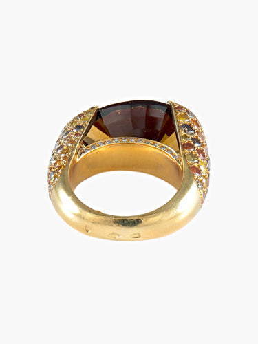 Bague 52 Bague Tourmaline cuivrée Diamants 58 Facettes