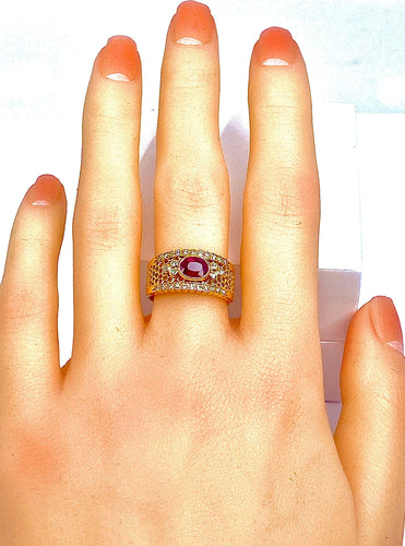 Bague 54 Bague Or jaune Rubis Diamants 58 Facettes AB227