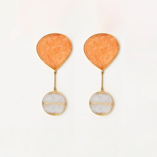 Boucles d'oreilles Boucles d'oreilles Agates sculptées blanches et orange 58 Facettes