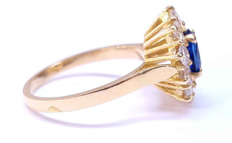 Bague 53-54 Bague saphir et diamant or jaune 58 Facettes FA-4