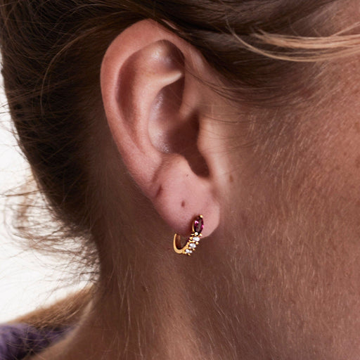Boucles d'oreilles Demi-créoles or jaune rubis et diamants 58 Facettes