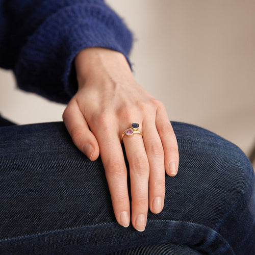 Bague 53.5 Bague Toi & Moi Saphirs rose et bleu 58 Facettes B01092