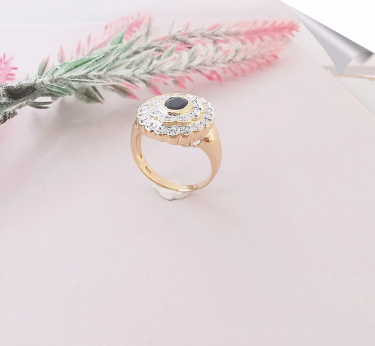 Bague 54.5 Bague Saphir Diamants Or Deux Tons 58 Facettes AA 1520