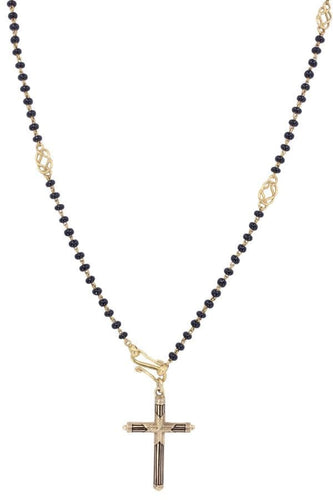 Collier COLLIER ANCIEN CROIX ÉMAILLÉE ET ONYX 58 Facettes 068691
