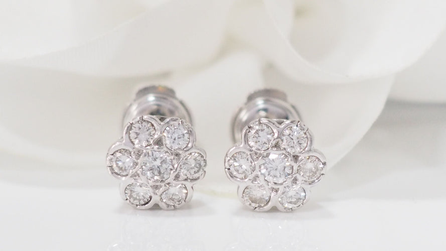Boucles d'oreilles Boucles d'Oreilles en Or blanc & Diamants 58 Facettes 32248
