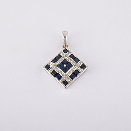 Pendentif Pendentif Damier Saphirs Diamants 58 Facettes JE521