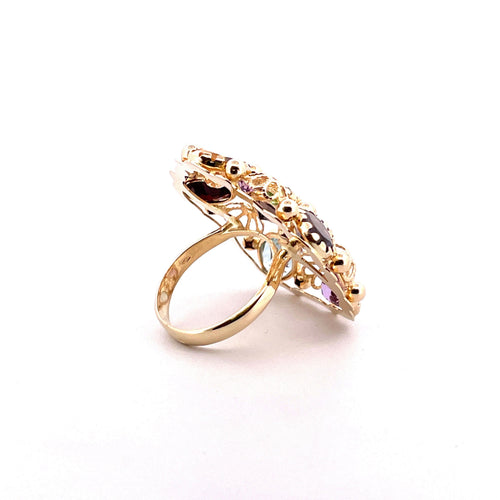 Bague 58 Bague Champignon Or jaune Pierres fines 58 Facettes
