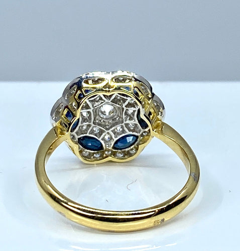 Bague 52 Bague Or jaune et Or blanc Saphirs et Diamants 58 Facettes AB219