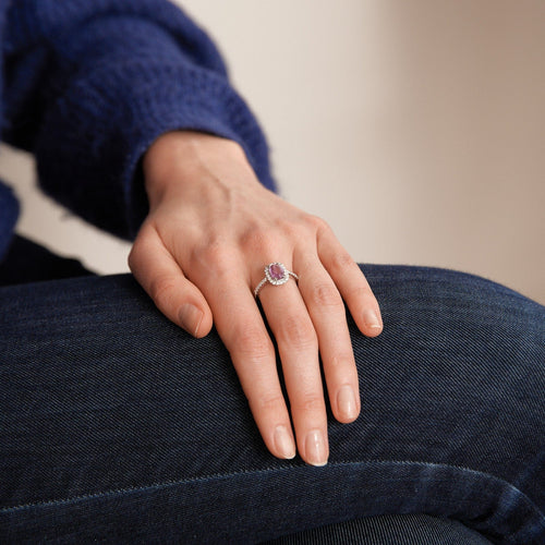 Bague 53.5 Bague Saphir rose et Diamants 58 Facettes BO763