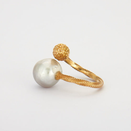 Bague 54-55 Bague or jaune, perle 58 Facettes HS4288