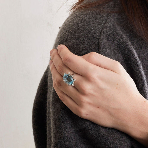 Bague 52 Bague cocktail Aigue-Marine Diamants 58 Facettes 230473