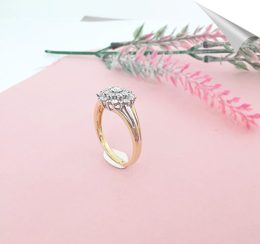 Bague 54.5 Bague Fleur Or deux tons & Diamants 58 Facettes AA 1576