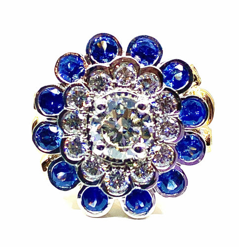 Bague 51 Bague Or blanc Diamants Saphirs 58 Facettes AB241