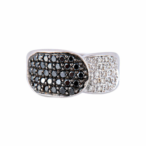 Bague 58 Bague Diamants noirs et blancs 58 Facettes