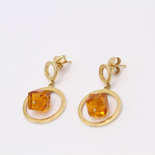 Boucles d'oreilles Boucles d'oreilles circulaires en or 18 carats avec citrine 58 Facettes E359969