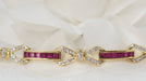 Bracelet Vintage bracelet in yellow gold, calibrated rubies and diamonds 58 Facettes 31672