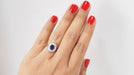 Ring 52 Daisy ring in white gold, sapphire and diamonds 58 Facettes 31169