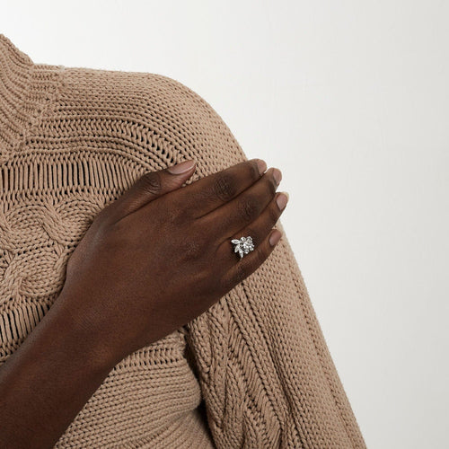 Bague 54.5 Bague Ancienne Or blanc Diamants 58 Facettes