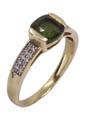 Bague 54 Bague Or jaune Péridot Diamants 58 Facettes 080161