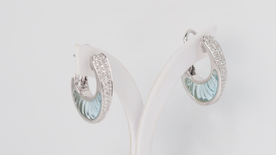 Boucles d'oreilles Boucles d'oreilles aigues marines et diamants 58 Facettes 32153