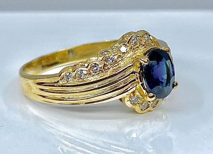 Bague 56 Bague Or jaune Saphir Diamants 58 Facettes AB230