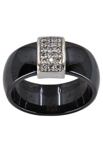 Bague 52 BAGUE MODERNE CÉRAMIQUE ET DIAMANTS 58 Facettes 056411