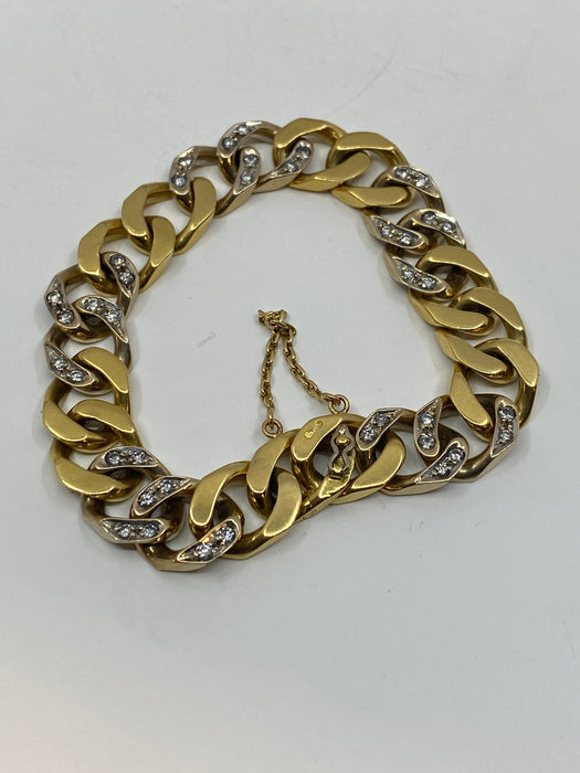Bracelet Bracelet CARTIER en or jaune maillons gourmette sertis de diamants 58 Facettes