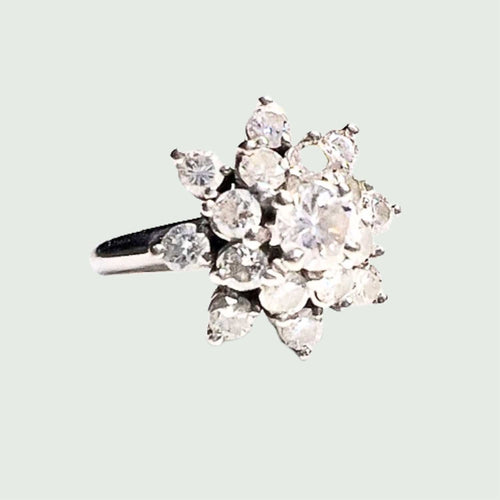 Bague 51 BAGUE DESIGN RÉTRO ROSETTE EPOCA 1945-50 en OR 18 kt avec DIAMANTS 58 Facettes Q955A(907)