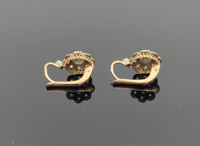 Boucles d'oreilles Boucles d'oreilles dormeuses anciennes or et platine 58 Facettes