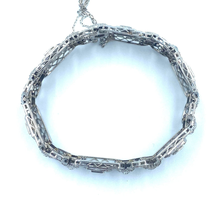 Bracelet Bracelet Art-Deco, or, platine et diamants 58 Facettes