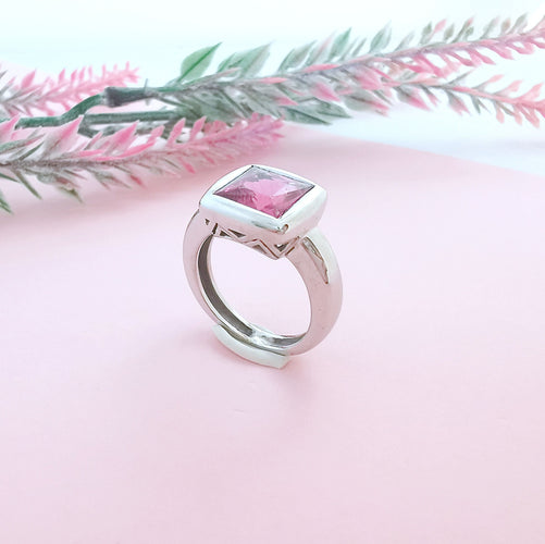 Bague Bague Or blanc Tourmaline rose 58 Facettes AA 1628