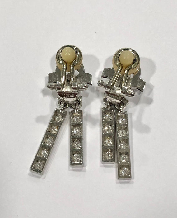 Boucles d'oreilles Boucles d'oreilles or blanc et diamants année 1960 58 Facettes