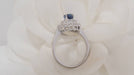Ring 55 Double entourage ring in white gold, sapphire and diamonds 58 Facettes 32091