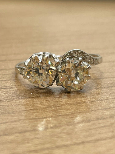 Bague 58 Bague ancienne Toi & Moi Diamants, Platine et or blanc 58 Facettes