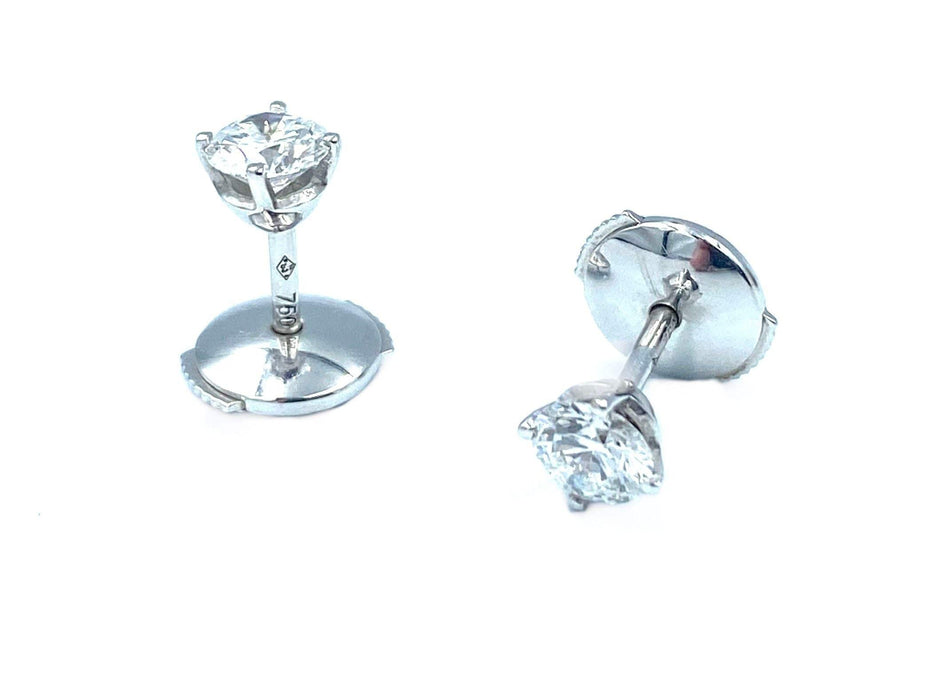 Boucles d'oreilles Puces d’oreilles or blanc, diamants 58 Facettes